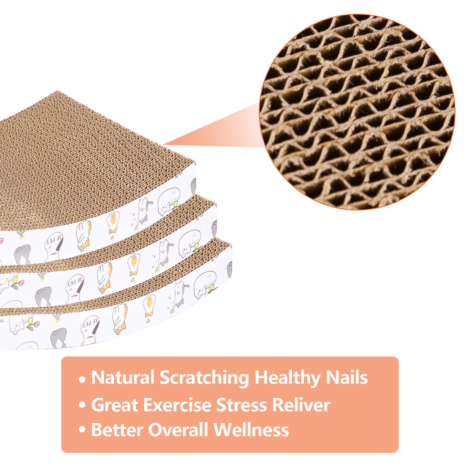 PatiencET 3 Pack Cat Scratcher Pad Recycle Corrugated Cat Furniture