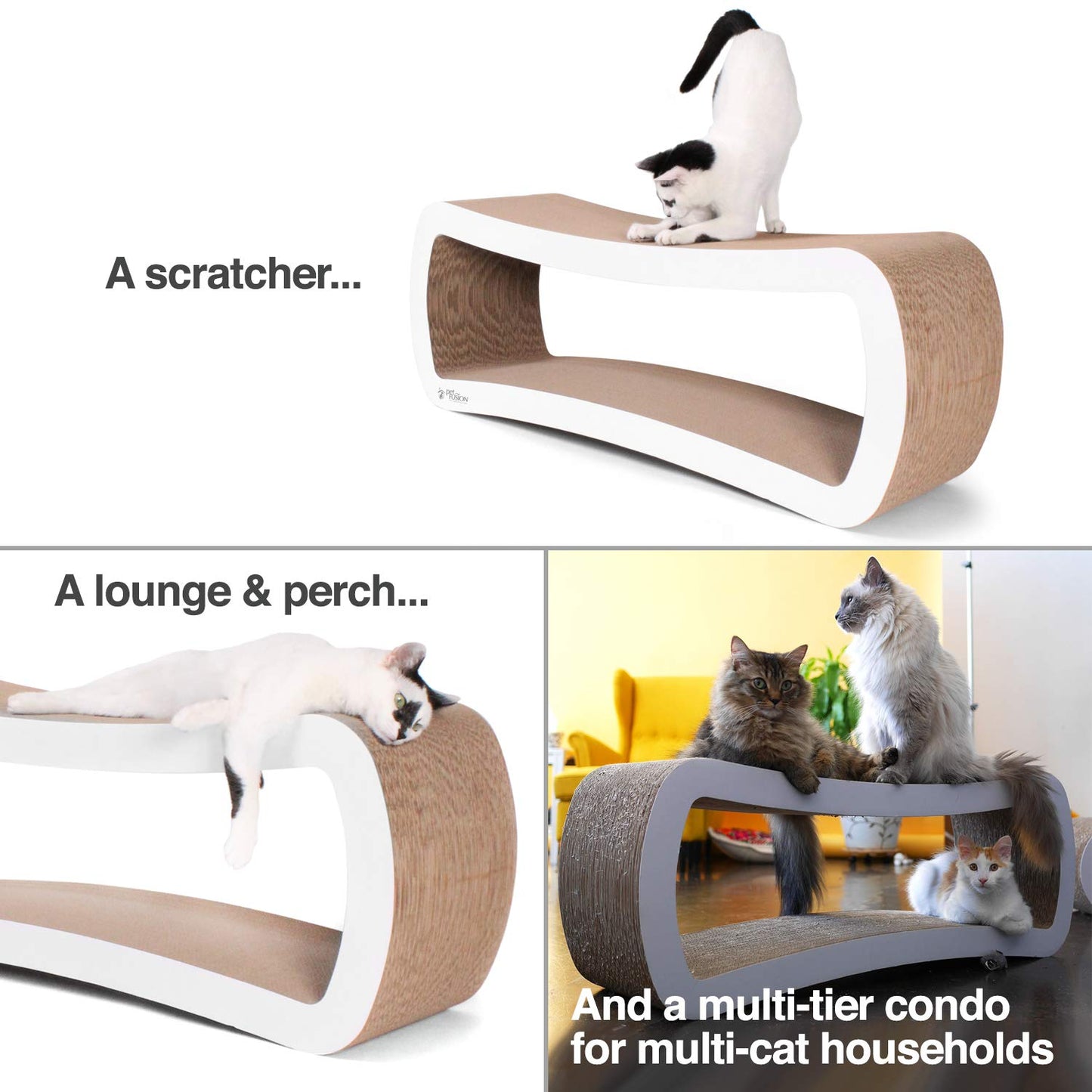 PetFusion Jumbo Cat Scratcher Lounge, 4 Cardboard Scratching Scratcher