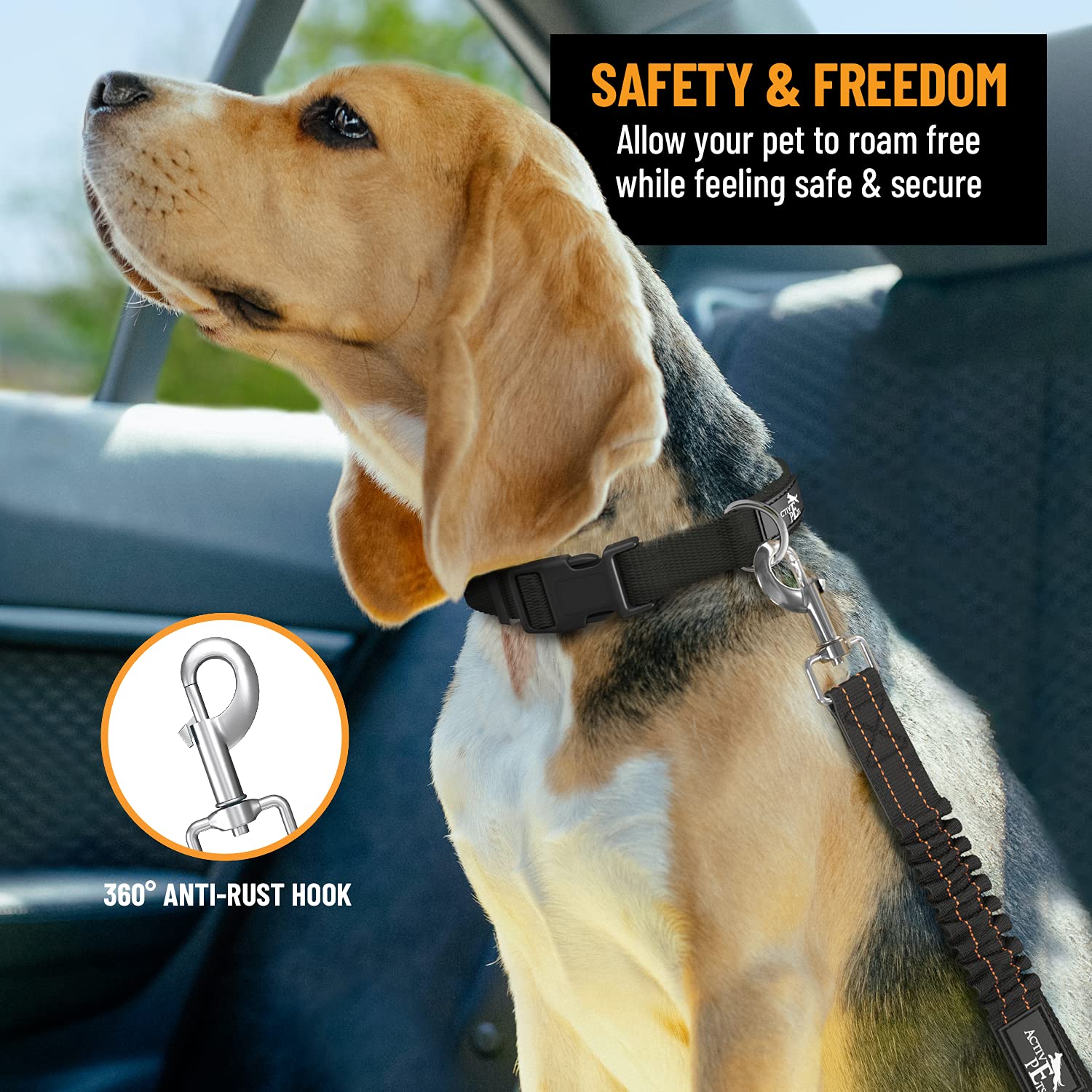Active Pets Dog Seatbelt, Adjustable Safety Dog Seat Car Harness, Seat