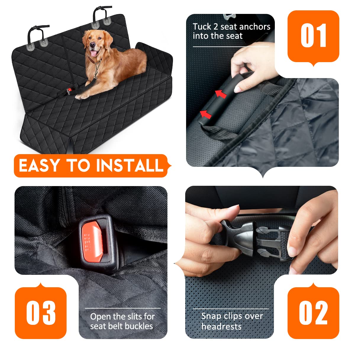 Yuntec Dog Car Seat Cover, Back Seat Cover for Dogs Pet Car Seat