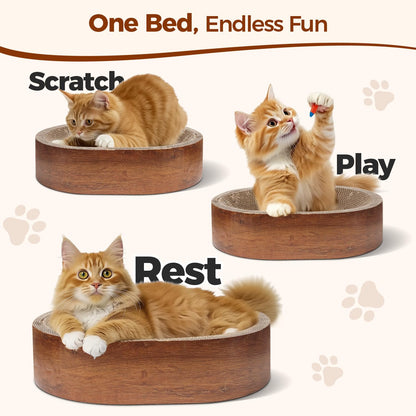 ComSaf Cat Scratcher Bed, Durable Cat Scratching Board, Oval Pad