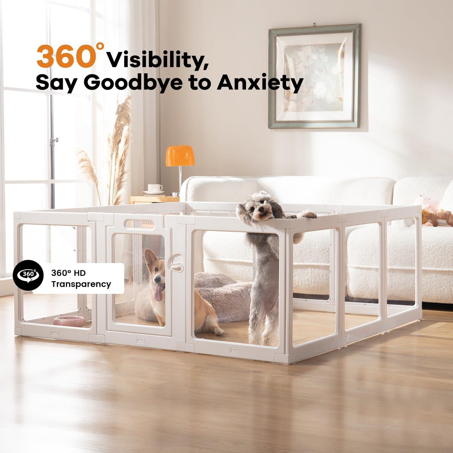 Clear Acrylic Dog Playpen Indoor, Puppy Cat Small Pet Play Pen, Crate
