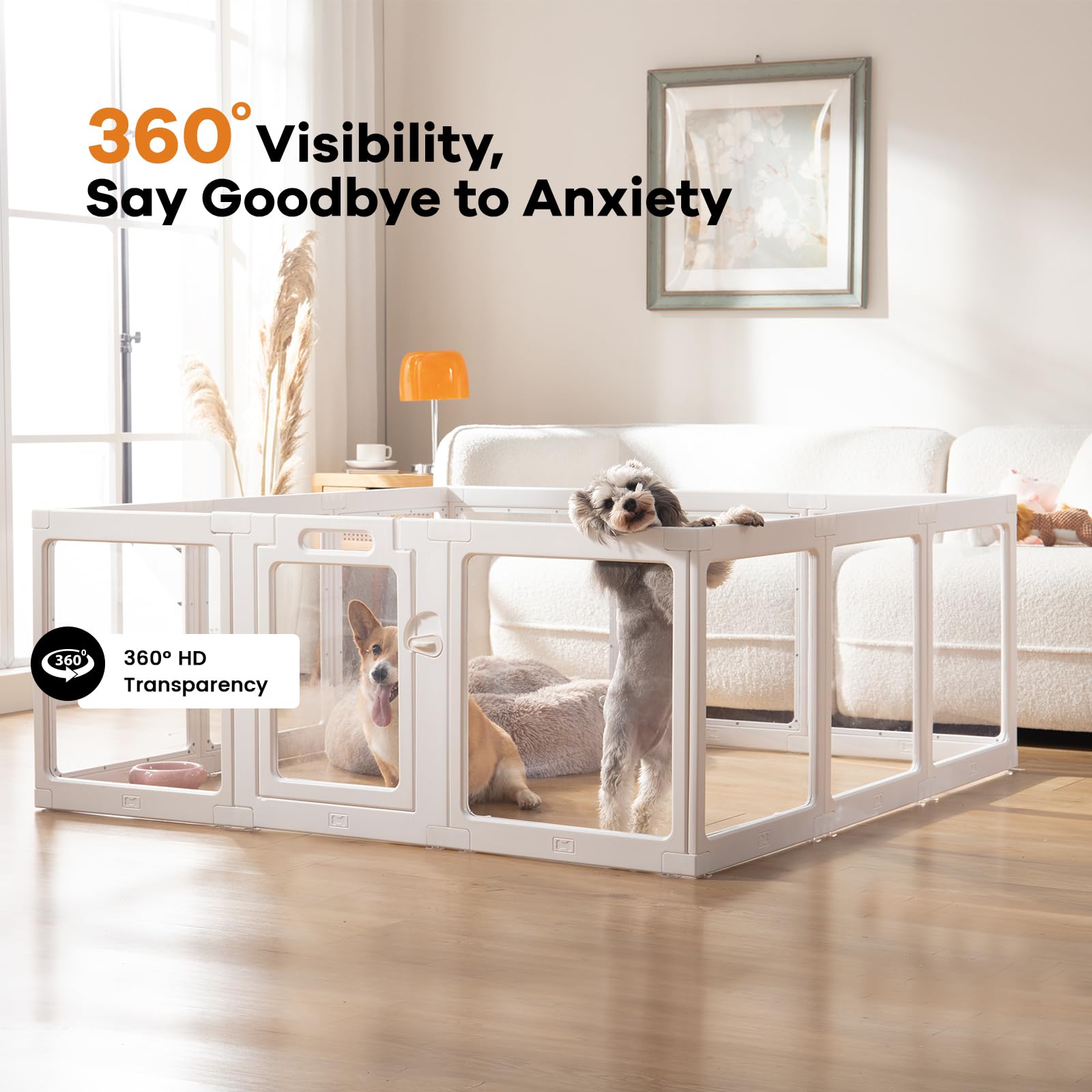 Clear Acrylic Dog Playpen Indoor, Puppy Cat Small Pet Play Pen, Crate