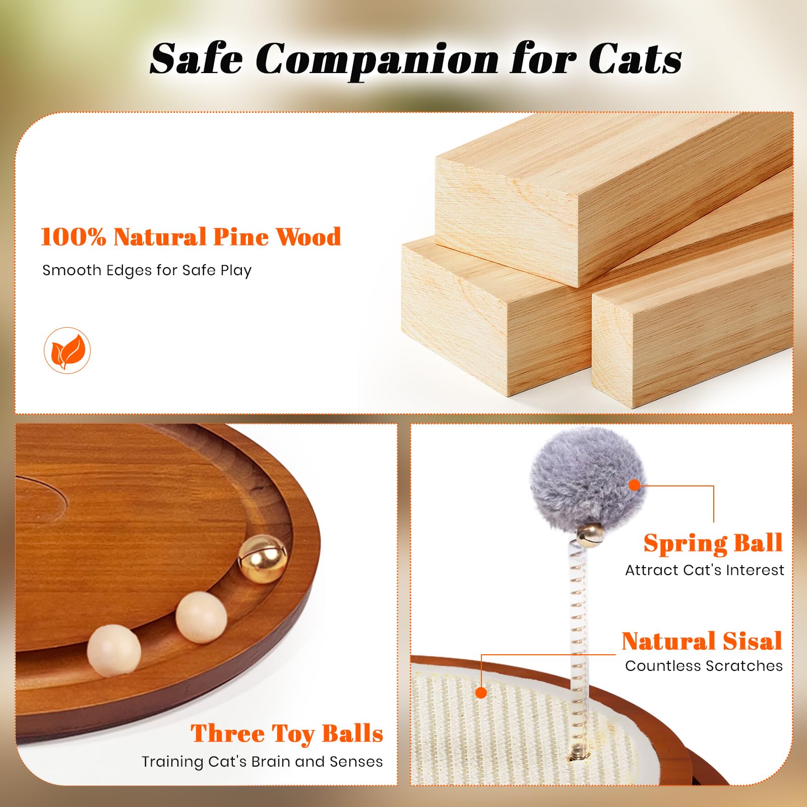LMUGOOS Cat Scratcher, Cat Cratch Sisal Pad with Wooden Scratchers