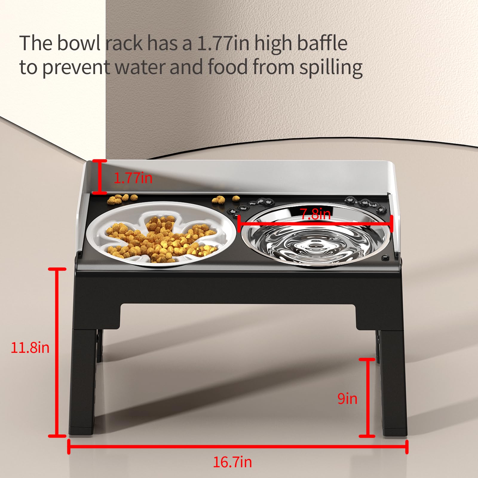 PAKEWAY Elevated Dog Bowls, Spill Proof, Tiltable Dog Feeder with Bowl