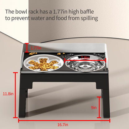 PAKEWAY Elevated Dog Bowls, Spill Proof, Tiltable Dog Feeder with Bowl