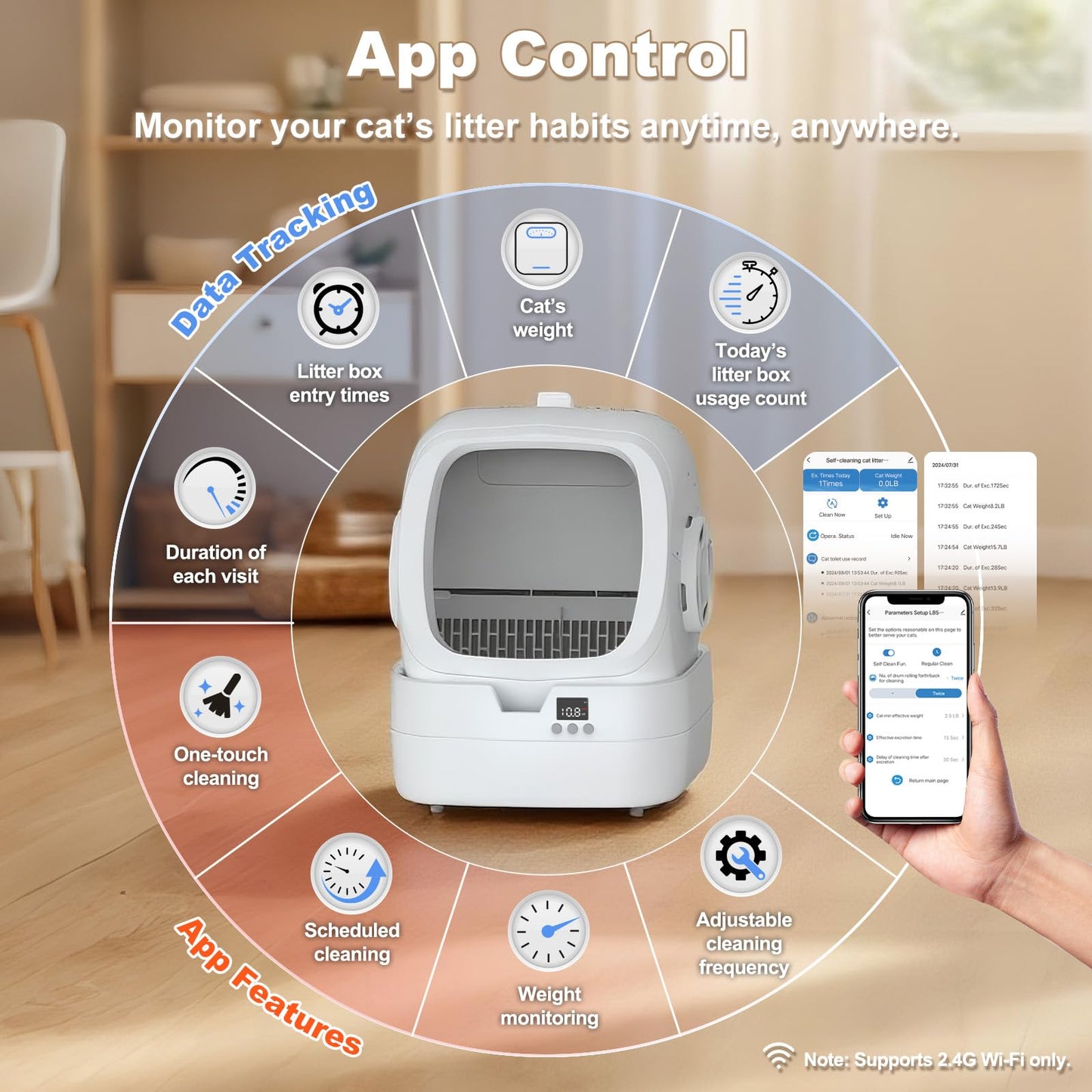Mintakawa Automatic Cat Litter Box Self Cleaning APP Control Box