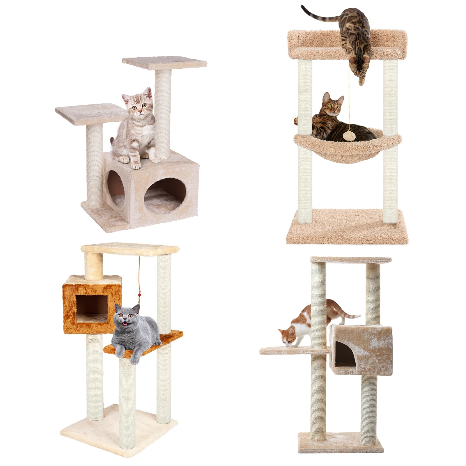 PETUOL 4 PCS M8 Cat Scratching Post Replacement, Sisal Pole Cat Tree