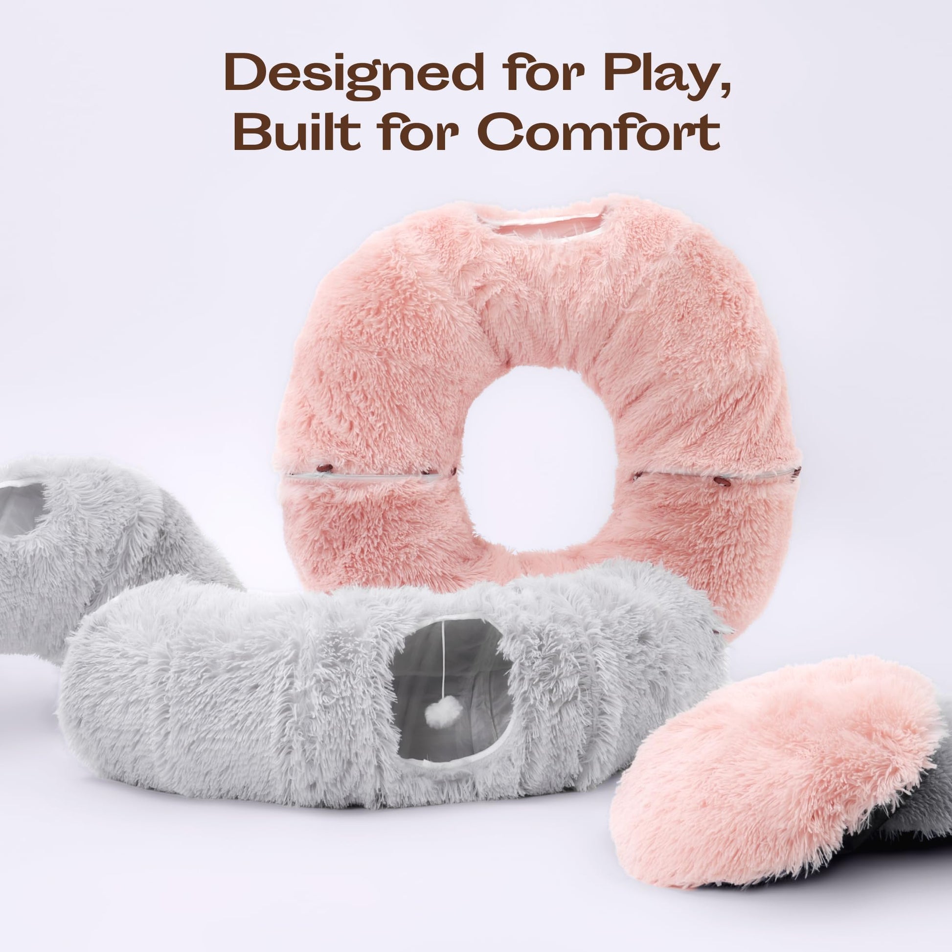 Meowfia Indoor Cat Tunnel with Donut Bed Large Flexible Play Space Bed