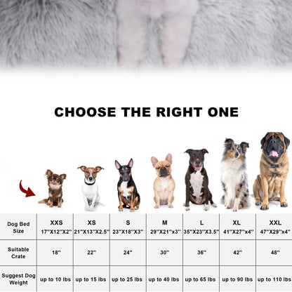 Bedfolks Plush Dog Crate Bed, Washable Cover, Faux Fur Dog Kennel Bed