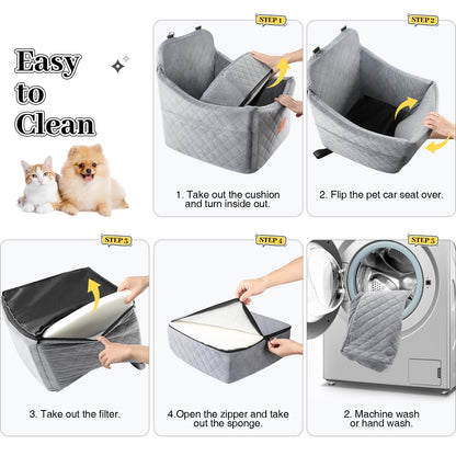 INDYBUD Dog Car Seat for Small/Medium Dogs up to Memory Foam Seat