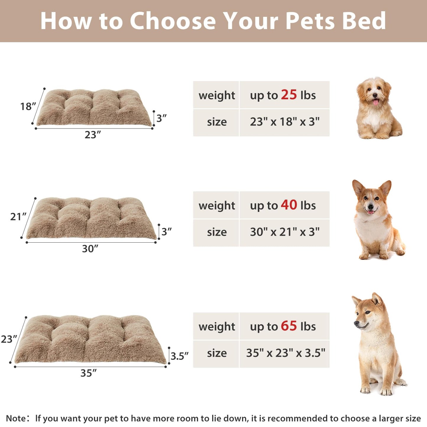 BFPETHOME Dog Beds for Large Dogs, Plush Dog Crate Bed Fluffy Cozy Bed