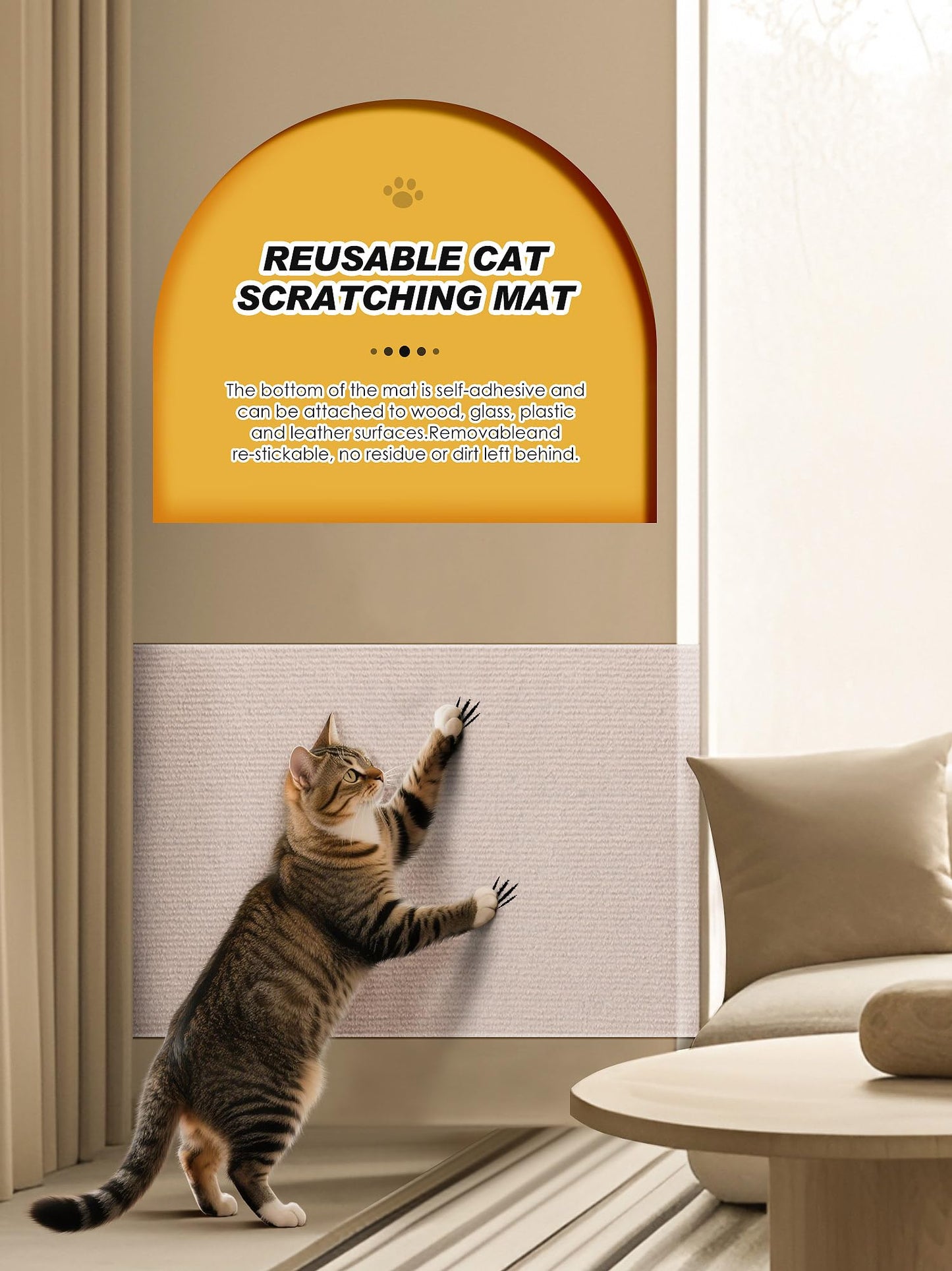 Minyii x15.8" Cat Scratch Mat, Trimmable Self-Adhesive Carpet, Pads