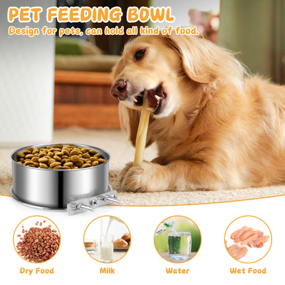 Stainless Steel Dog Bowls, ShineMe No Spill Dog Crate Water and Feeder