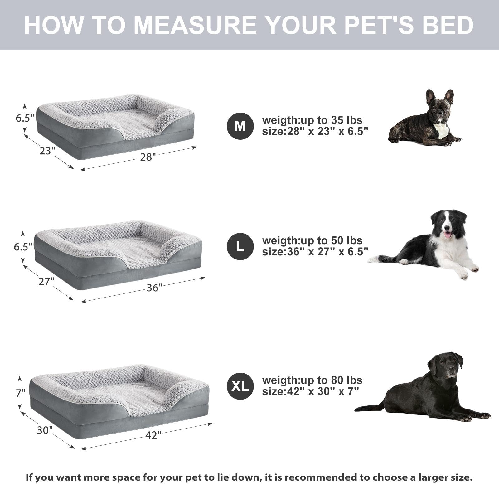 LEXTRO Orthopedic Dog Beds for Large Dogs,Waterproof Dog Bed, Egg Bed
