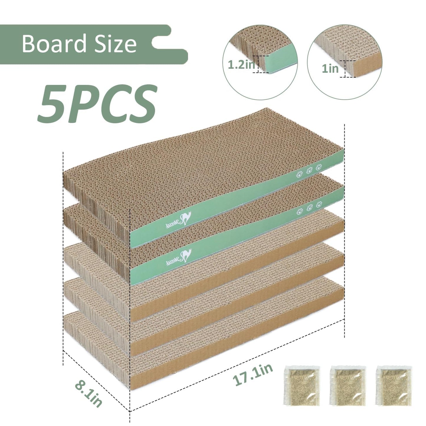 MECOOL Cat Scratching Board，5PC Cat Scratch Pad with Pad