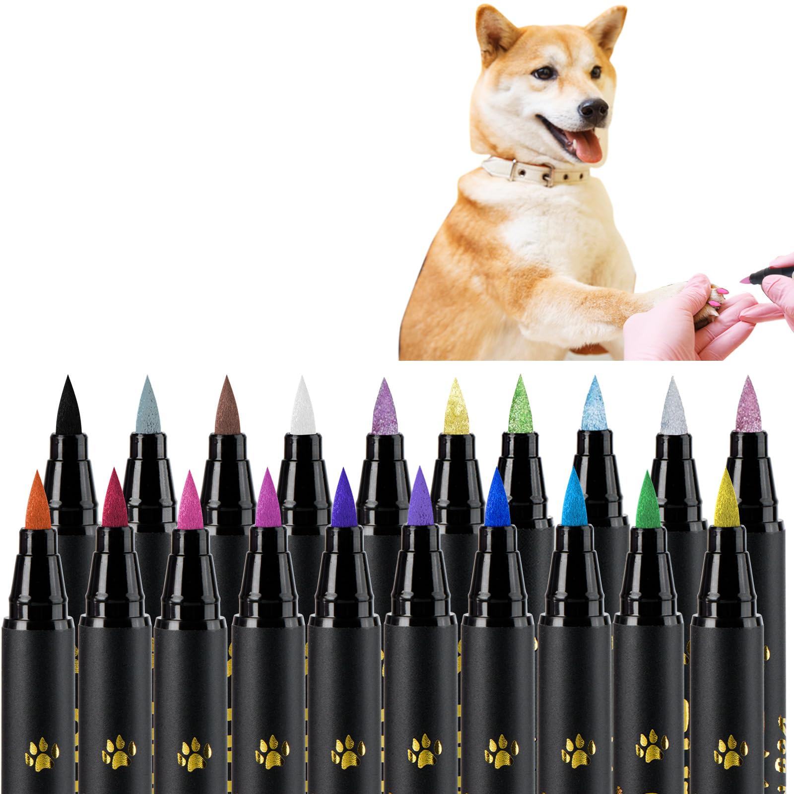 OLINGYOU Dog Nail Polish， Dog Nail Polish Pens Quick Dry-20 Colors Set