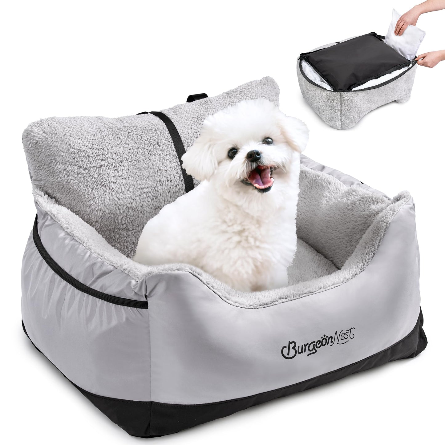 BurgeonNest Dog Car Seat for Small Dogs, Detachable and Carrier