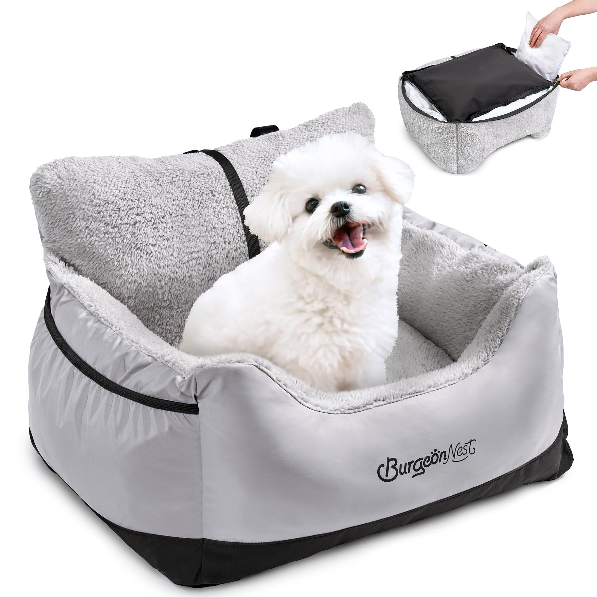 BurgeonNest Dog Car Seat for Small Dogs, Detachable and Carrier