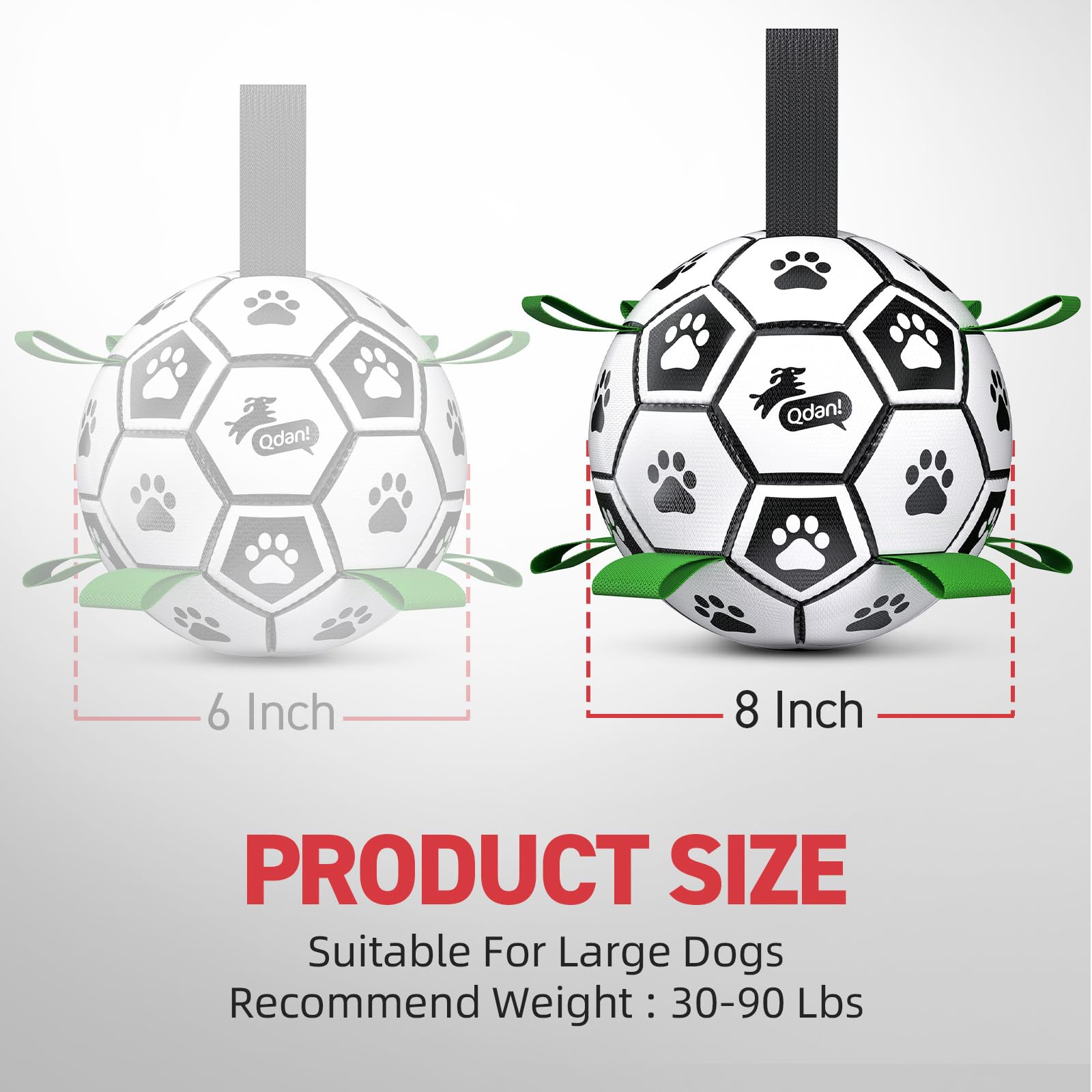 QDAN Dog Soccer Balls Toy with Bell Inside, Outdoor Interactive Balls