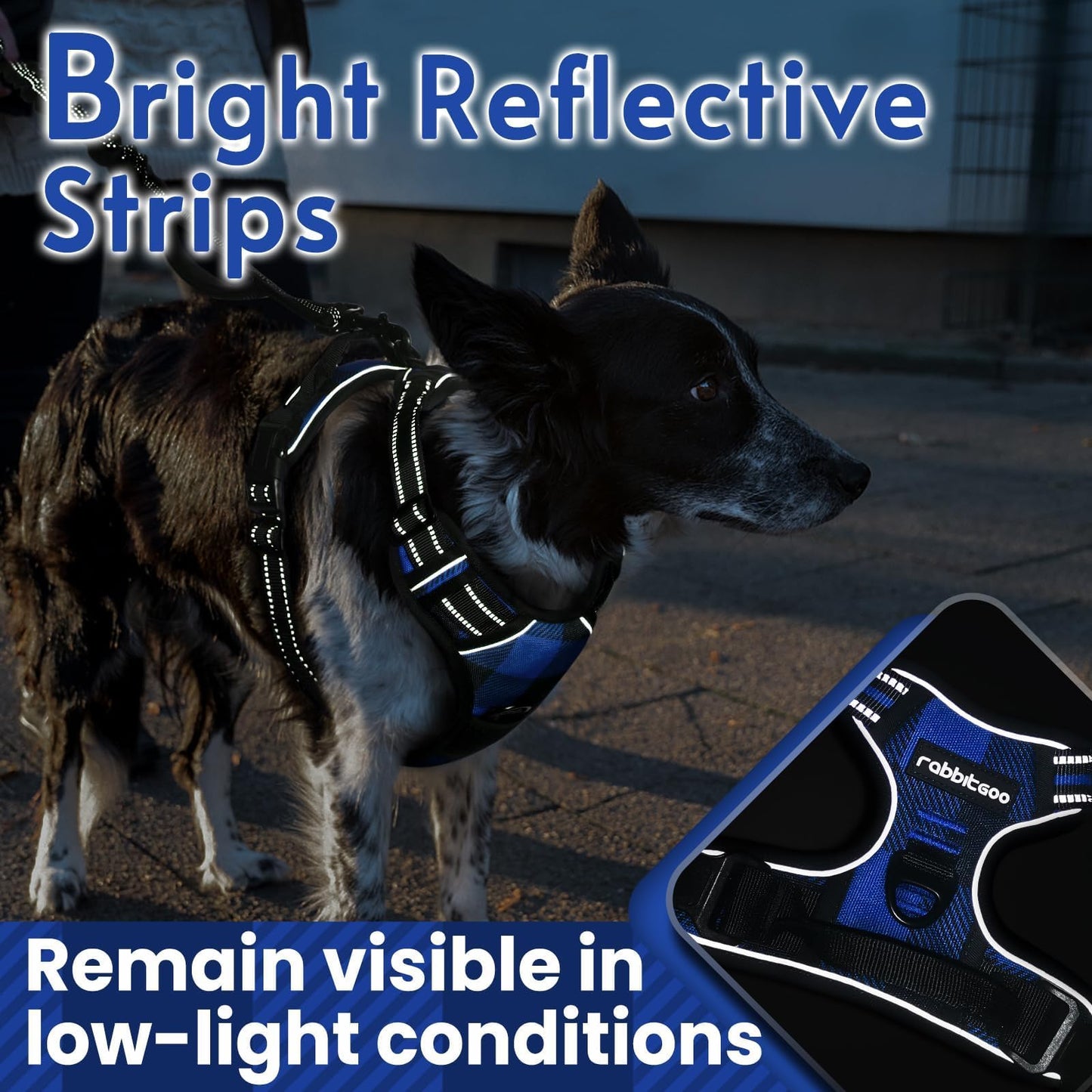 rabbitgoo Dog Harness No-Pull, Comfortable Padded Plaid Harness