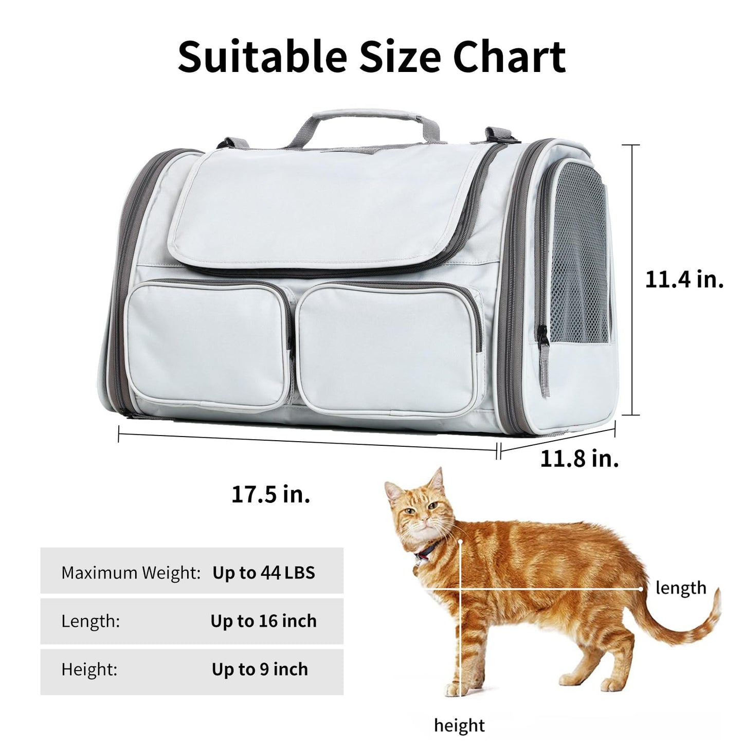 FUKUMARU Cat Carrier, Soft-Sided Small Dog Carrier, Large Cat Bag
