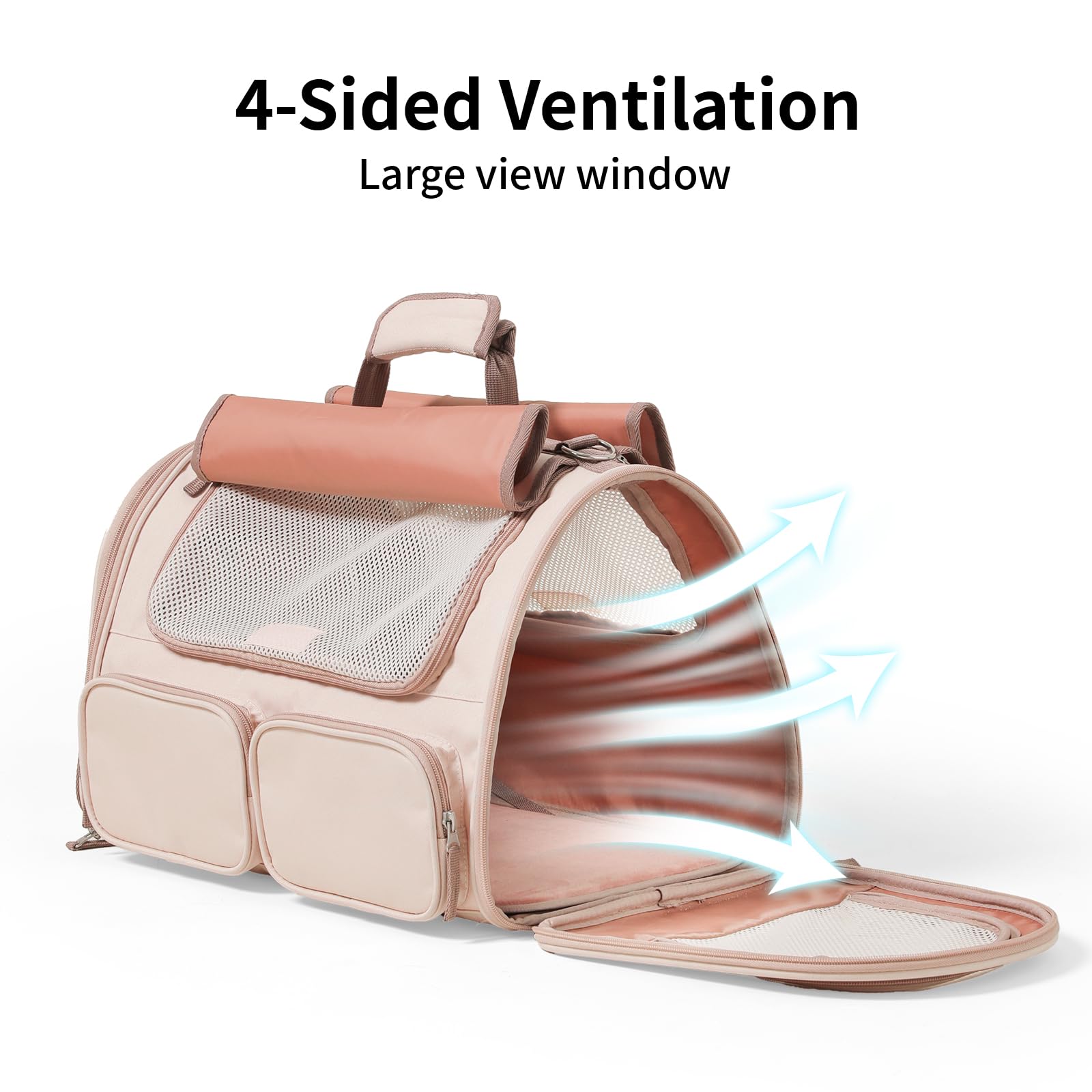 FUKUMARU Cat Carrier, 4 Mesh Windows Small Dog Carrier, 4 Storage Bag