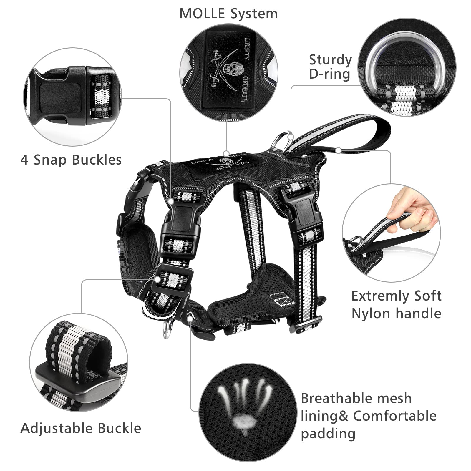 WINSEE Pet Harness Collar and Leash Set, Reflective Dog Harness Collar