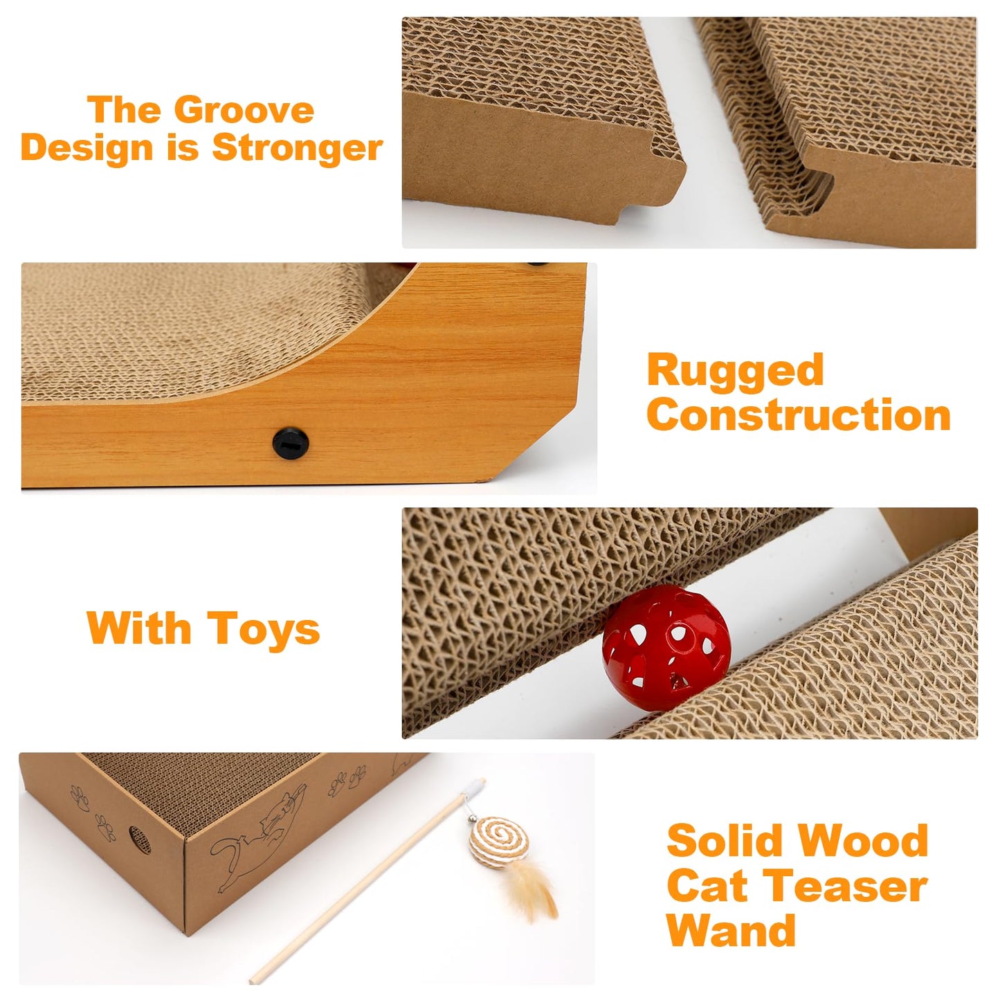 Goosheep L-Shaped Cat Scratcher 2-in1 Scratching Board for Posts