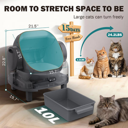 Automatic Litter Box, Open Top Large Self Cleaning Cat Litter Box
