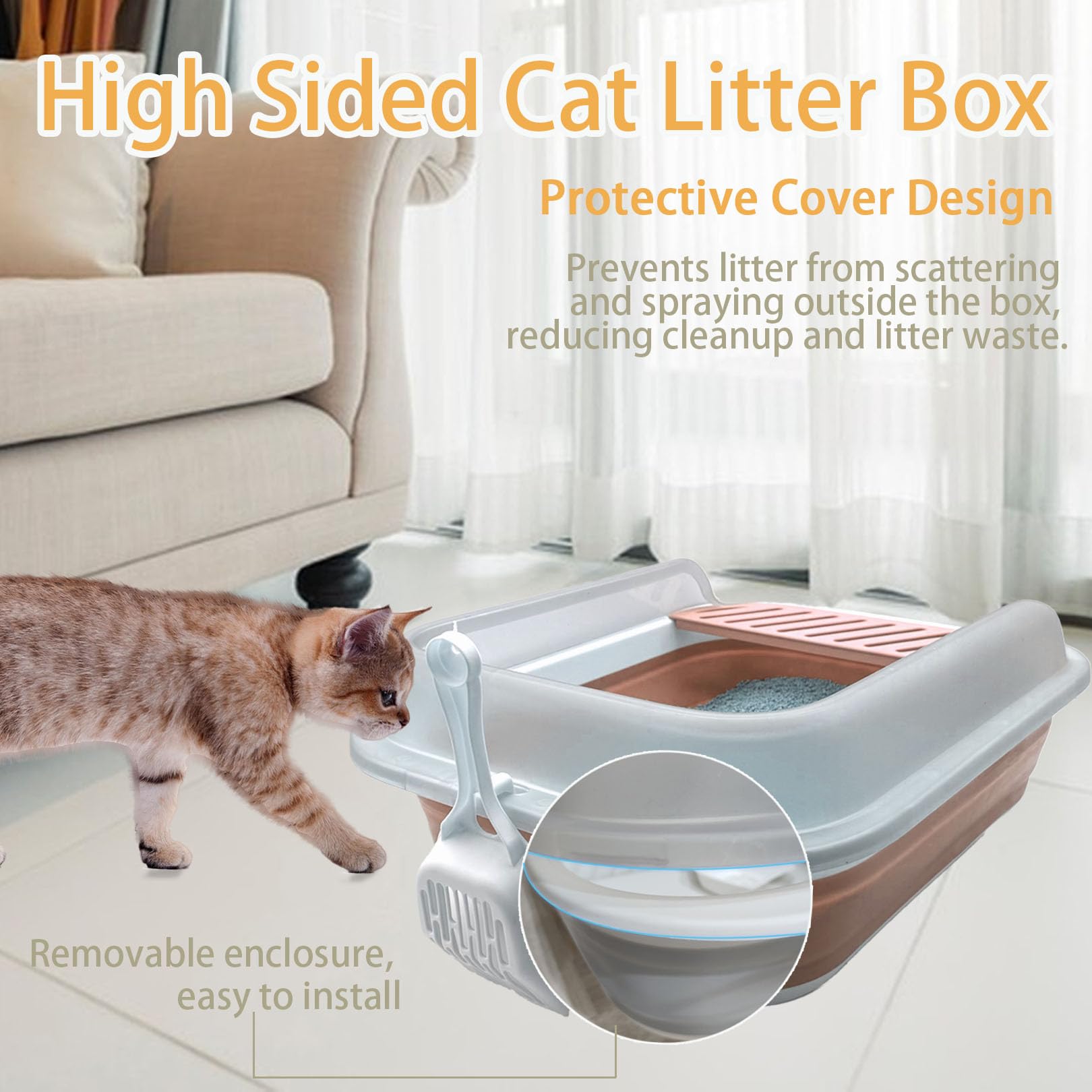Low Entry Kitten Litter Box,Collapsible Cat Litter Box, Open Box