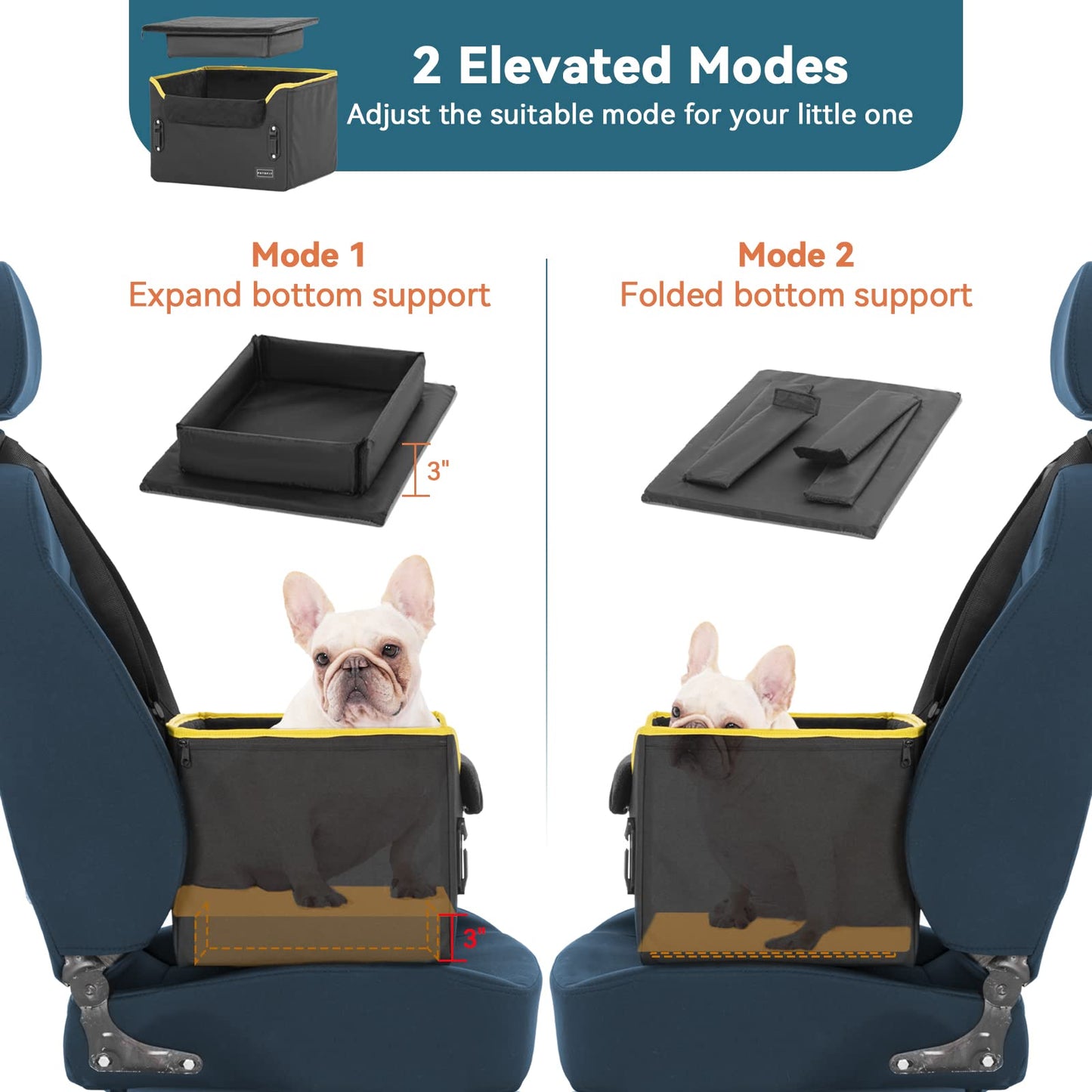 PETSFIT Small Dog Car Seat Patented Safety Buckles Safety Tether Seat