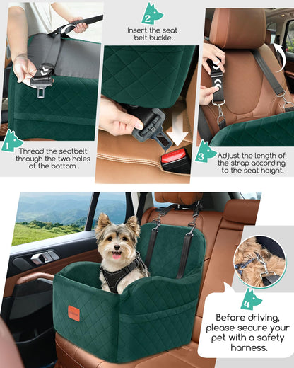 Lealchum Dog Booster Car Seat for Small/Medium Dogs, Elevated Seat