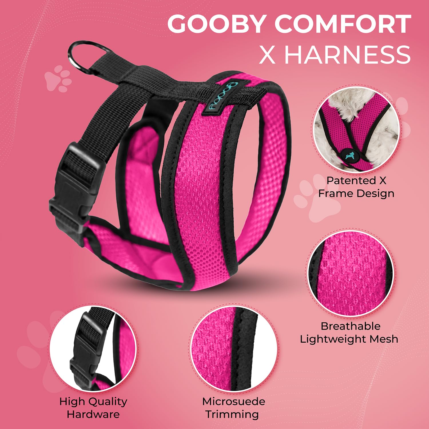Gooby Comfort X Head In Harness Flamingo Medium No Pull Harness