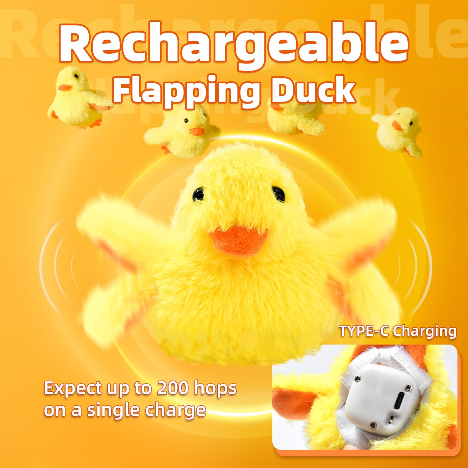 SmartTail Cat Toys Rechargeable Flapping Duck, Lifelike Quacking Toys