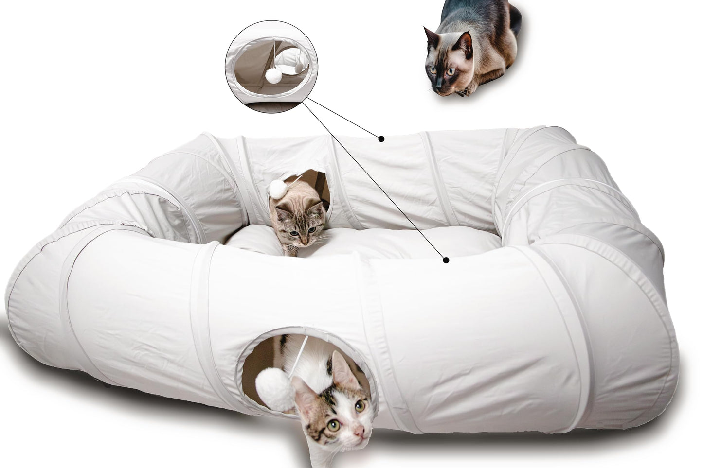 XxingSheep 4 Ways Shuttled XL Cat Tunnel Bed for Indoor Cats Bed
