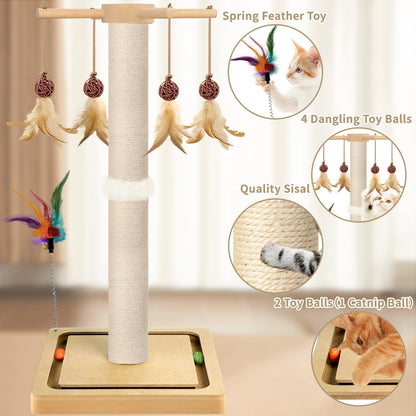 Tall Cat Scratching Post, Sisal, Large Scratcher Tree Tower for Tower