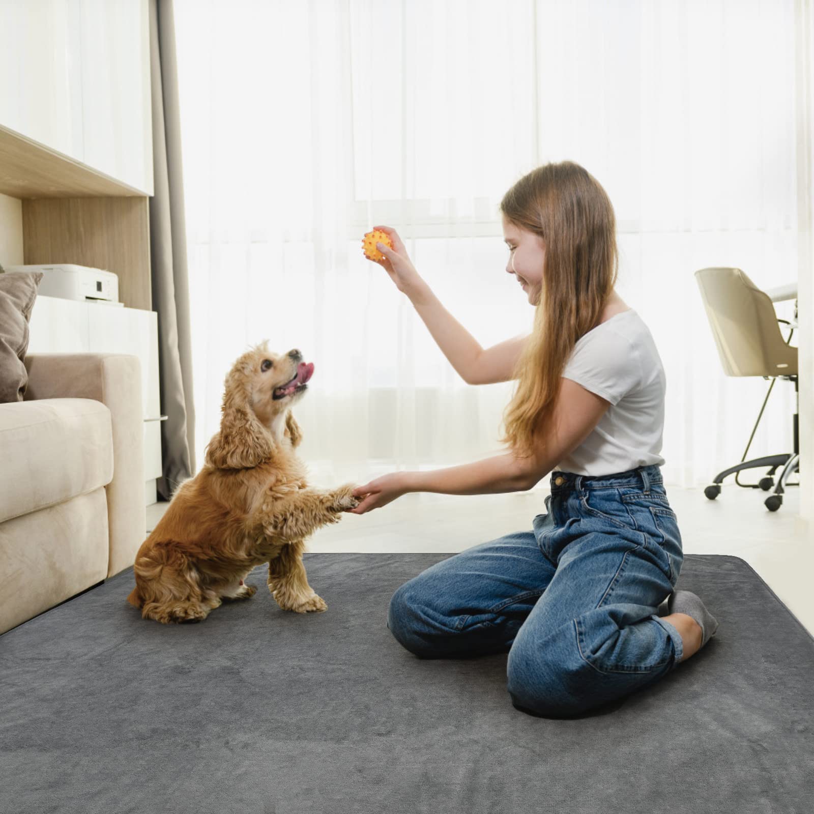 LOOBANI 2 Packs Extra Large Reusable Dog Mat for Floor, Non-Slip Mat