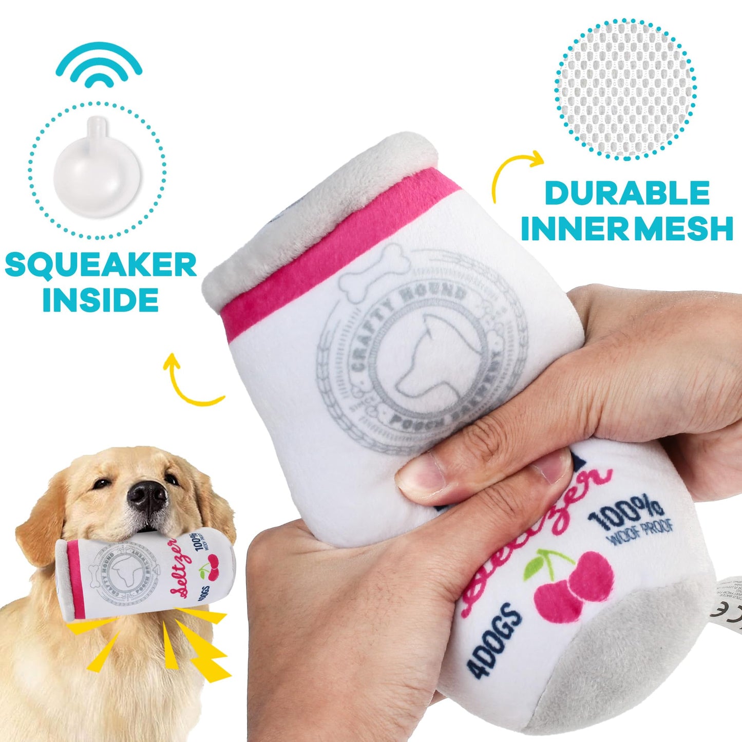Prime Pets Dog Toys for Large Dogs, 3 Pack, Plush Squeaky Dog Toy