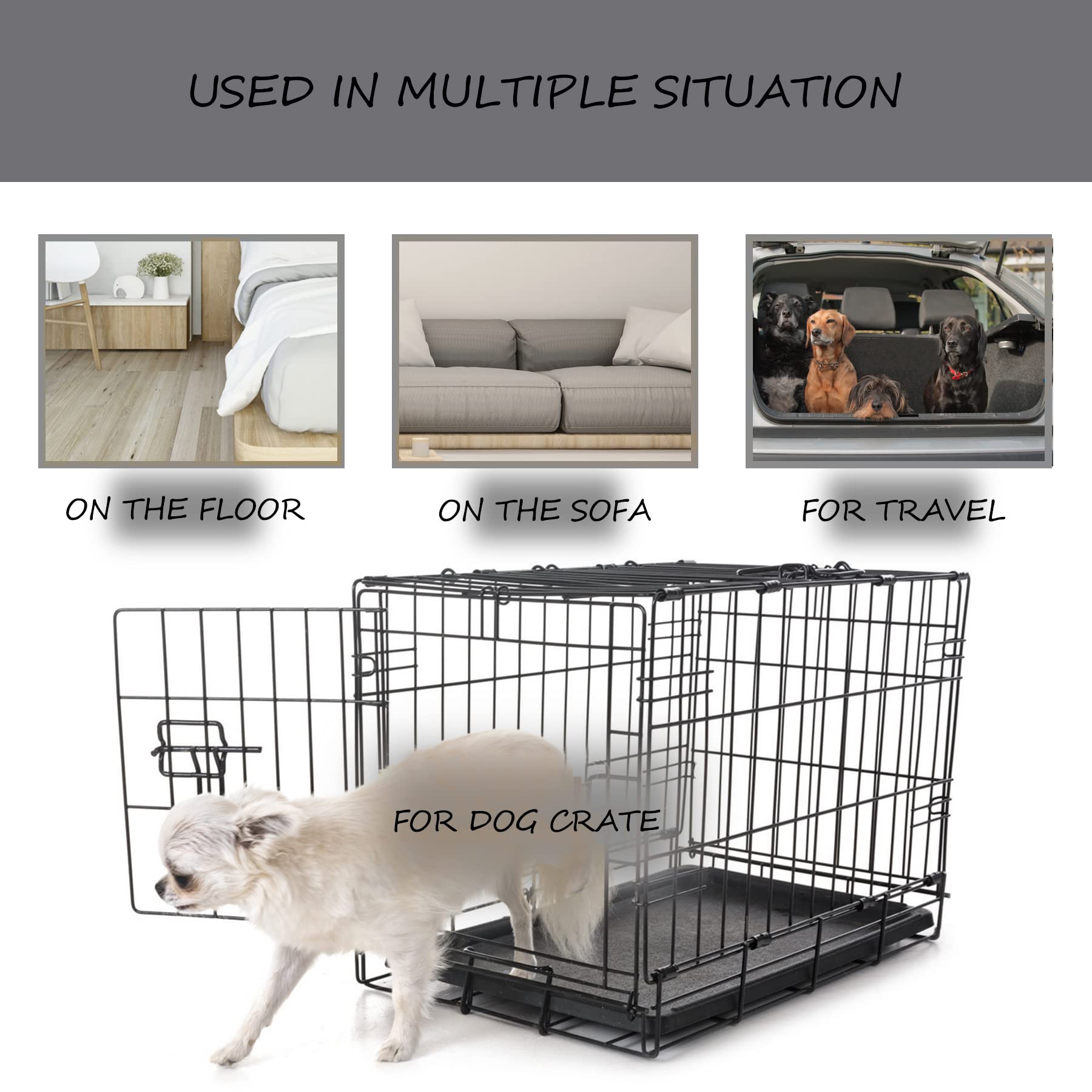 Washable Dog Bed Mat Ultra Soft Dog Crate Pad Comfy Fluffy Pet Kennel