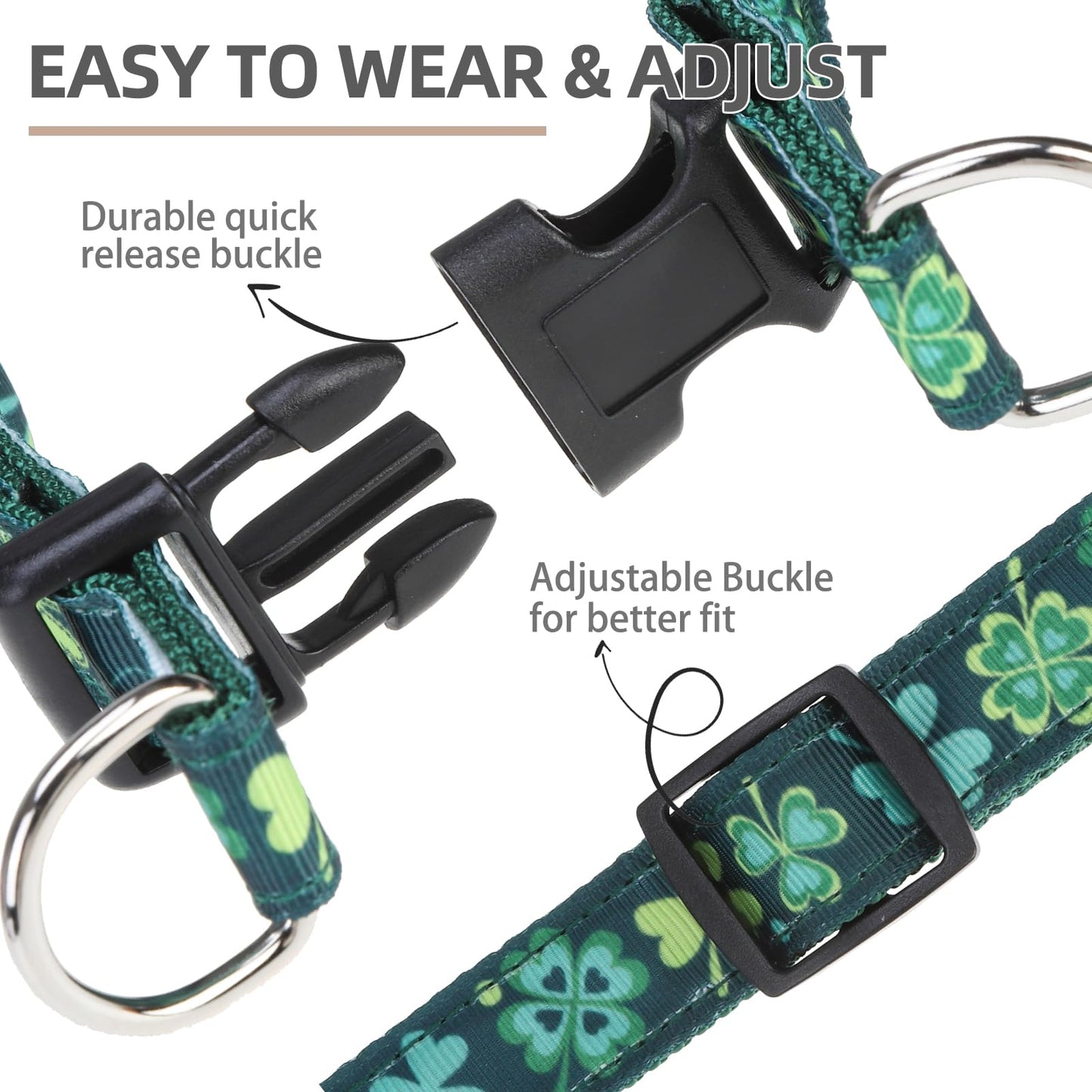 PUPTECK No Pull St. Patrick Dog Harness Soft Adjustable Basic Harness