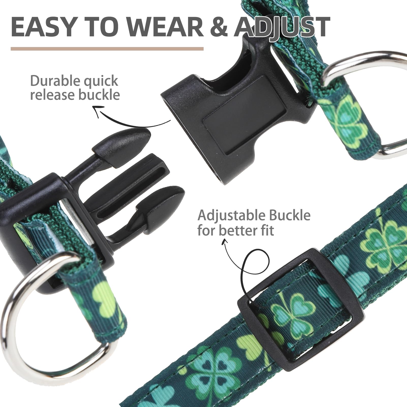 PUPTECK No Pull St. Patrick Dog Harness Soft Adjustable Basic Harness