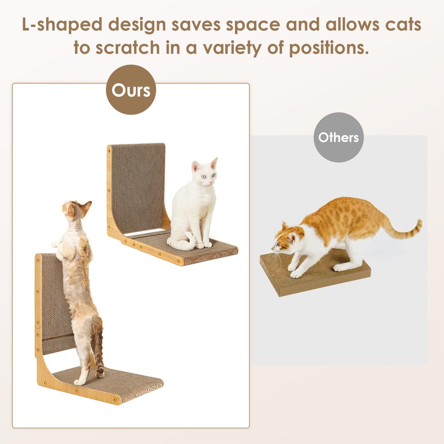 EHEYCIGA 2-Pack Cat Scratcher, L-Shaped Cardboard Scratch Pad