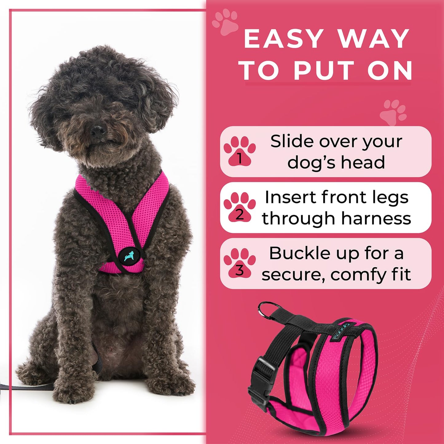Gooby Comfort X Head In Harness Flamingo Medium No Pull Harness