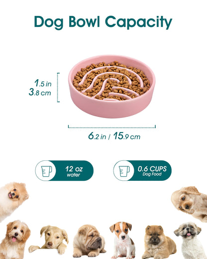 vancasso Slow Feeder Dog Bowl, 0.6 Cup Ceramic Slow Feeding Puzzle