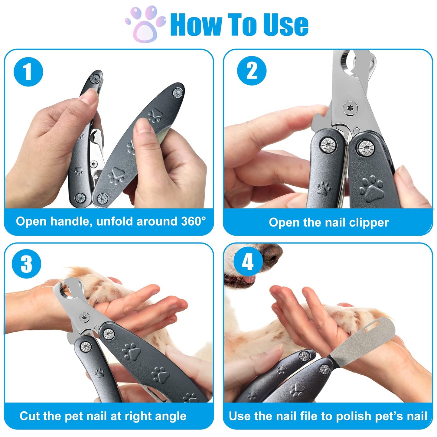 Heavy Duty Dog Nail Clipper for Large Dog Thick Nail, 3in1 Dog Clipper