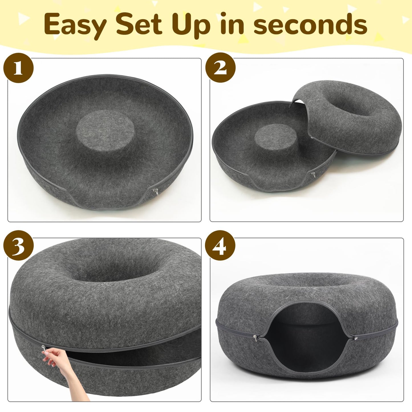 Cat Caves for Indoor Cats, Large Cat Tunnel for Multiple Bed