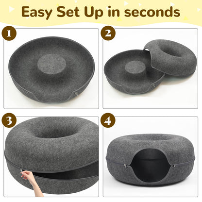 Cat Caves for Indoor Cats, Large Cat Tunnel for Multiple Bed