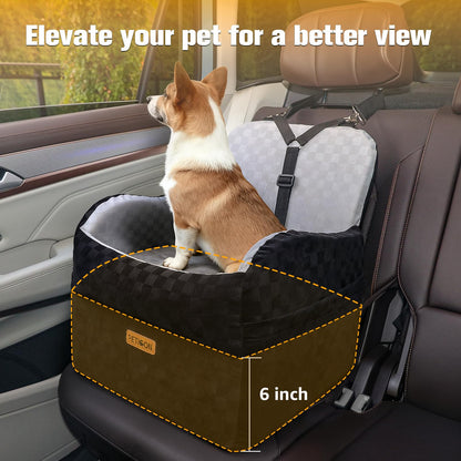 PETICON Waterproof Dog Car Seat for Small Medium Dogs, Memory Seat