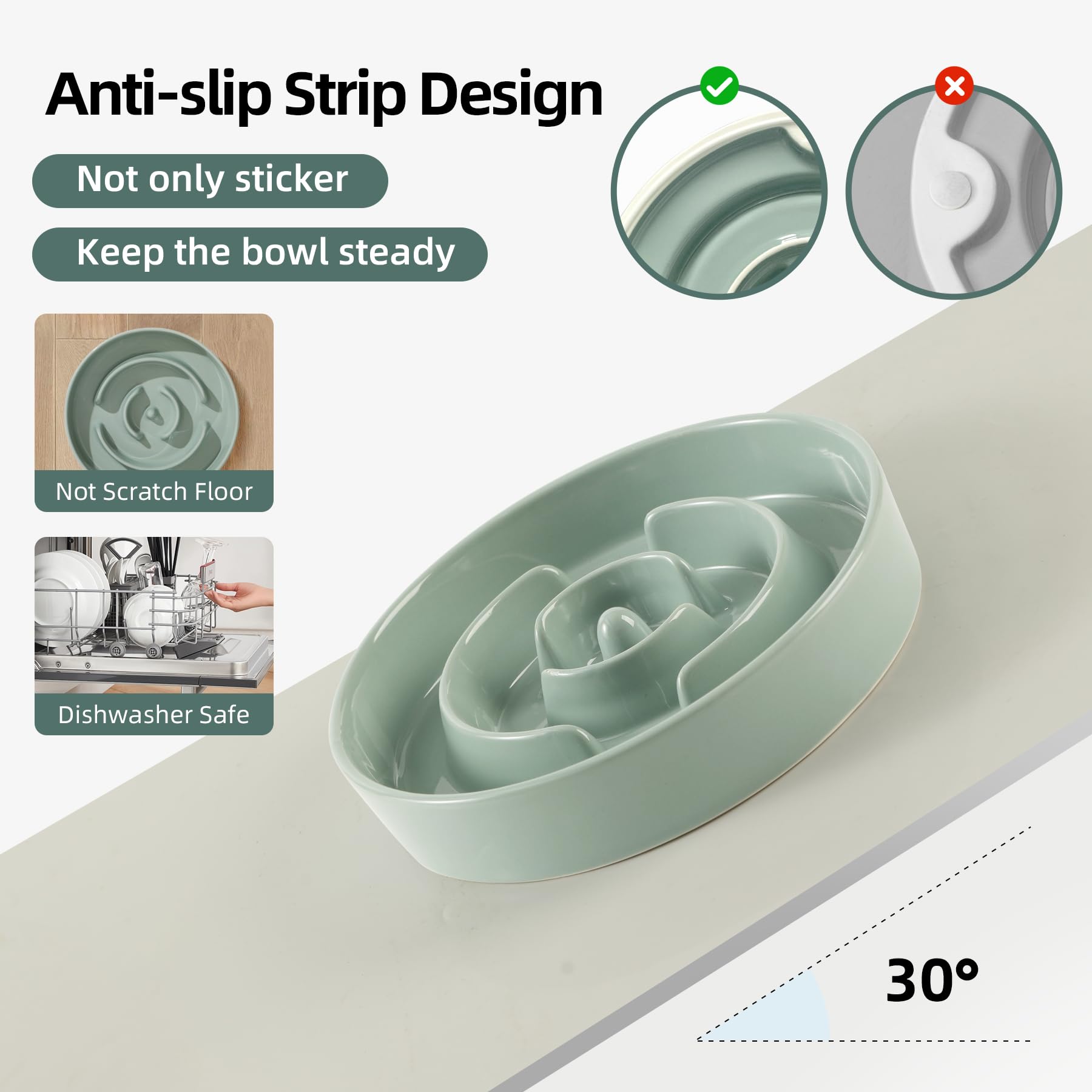 Havniva Ceramic 1.6 Cup Slow Feeder Dog Bowl Puzzle
